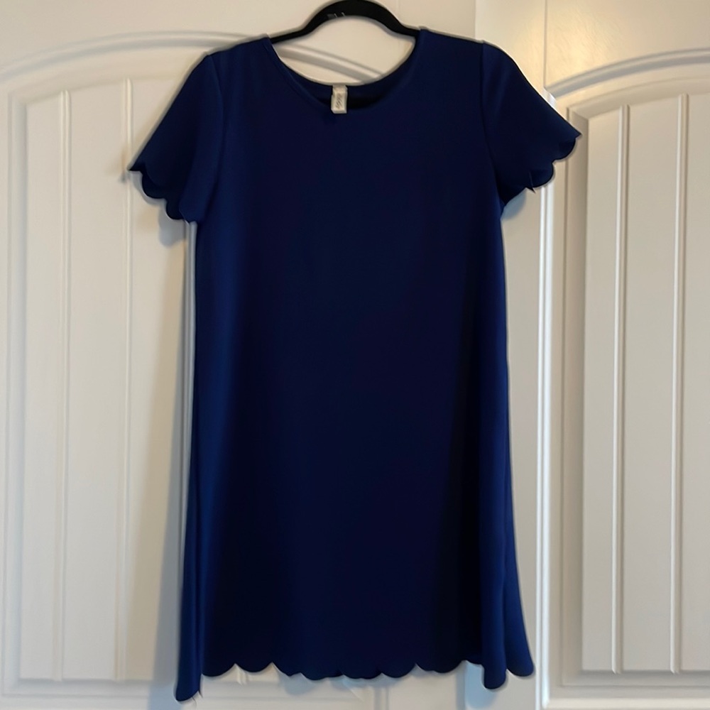 Navy blue short sleeve shirt dress by Vanilla Bay